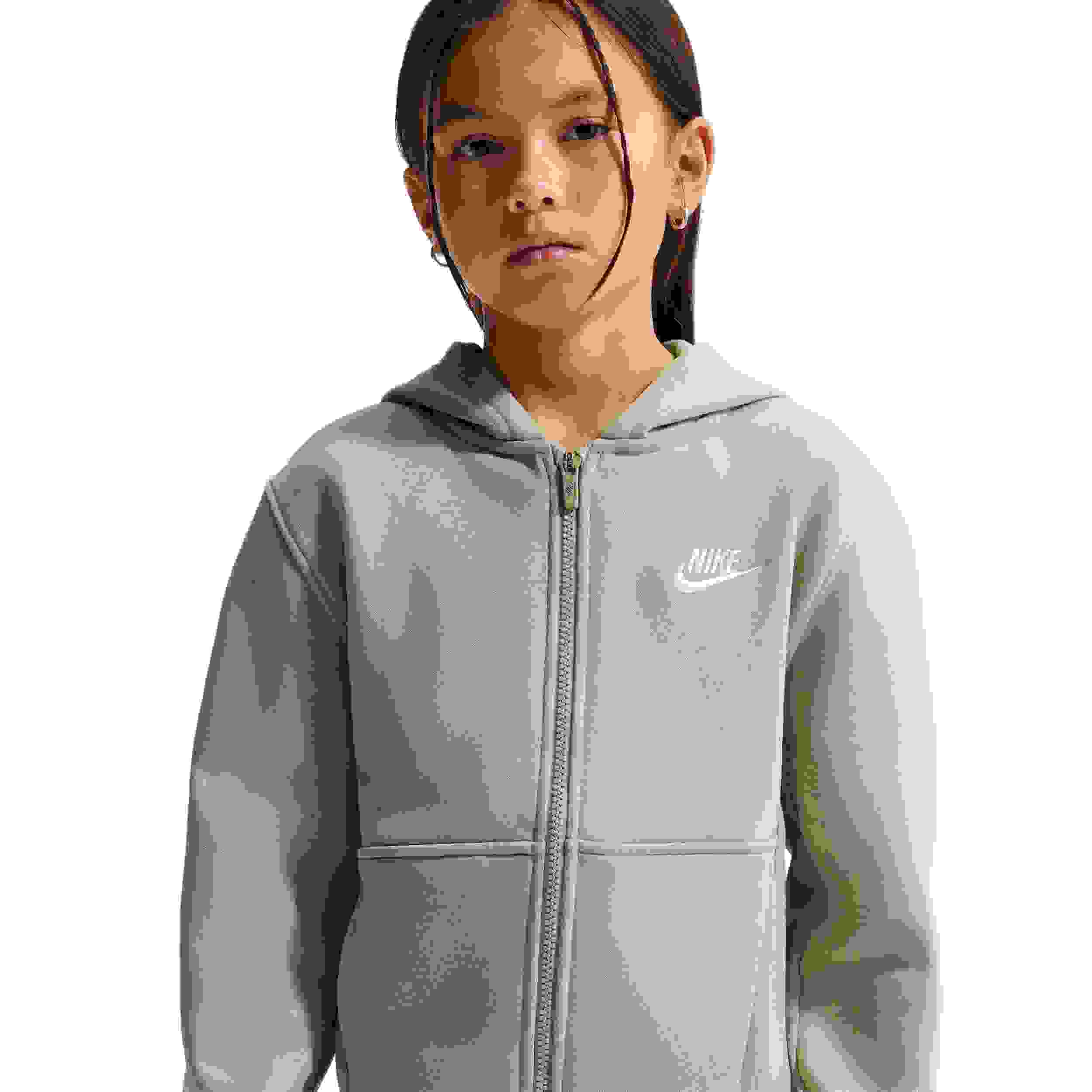 Nike Sportswear Club Fleece Full-Zip Big Kids' Light Green Hooded Jacket